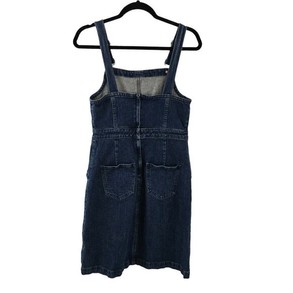 Madewell Mini Dress 4 Blue Denim Square Neck Pockets Medium Wash Sleeveless - Picture 4 of 7